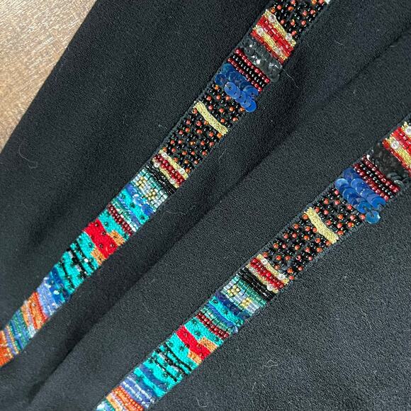 Louis Feraud Black Pencil Skirt Size 44 Colorful Side Stripe Detail - Picture 9 of 13